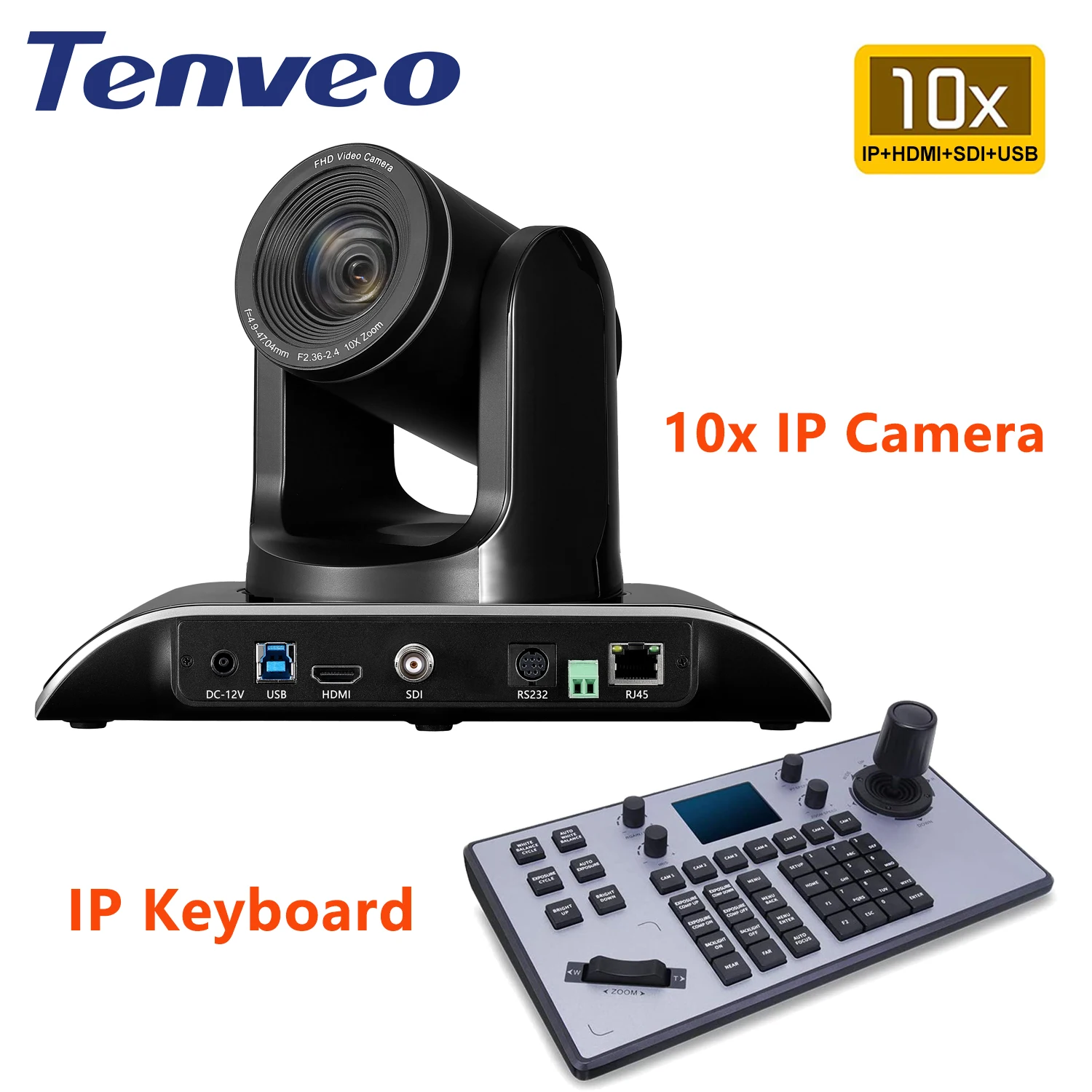 

10x Zoom PTZ Video Confernce Room Camera HX SDI+HDMI+RJ45 IP Streaming Camera with IP PTZ Camera Controller Joystick Keyboard