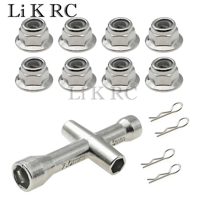

1 set Metal M4 Flange Lock Nuts Anti-skip Hex Wheel Adapter For 1/10 1/8 1/14 RC Car Truck CrawlerHSP SCX10