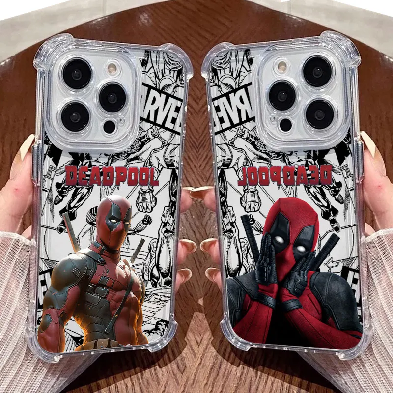 Фото Противоударный прозрачный чехол Deadpool Marvel для iPhone 17, 16, 15, 14, 13, 12, 11 Pro Max, 16e, 17e, Air, 13, 15 Plus, XS, XR, 7, 8 №2