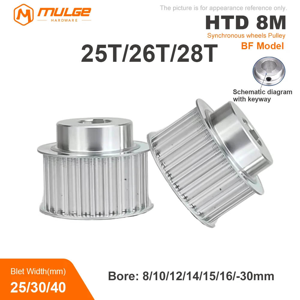 Синхронный Шкив HTD 8 M 25T/26T/28 зубьев отверстие 8-30 мм шаг ширина слота 27/32/42 для ремня
