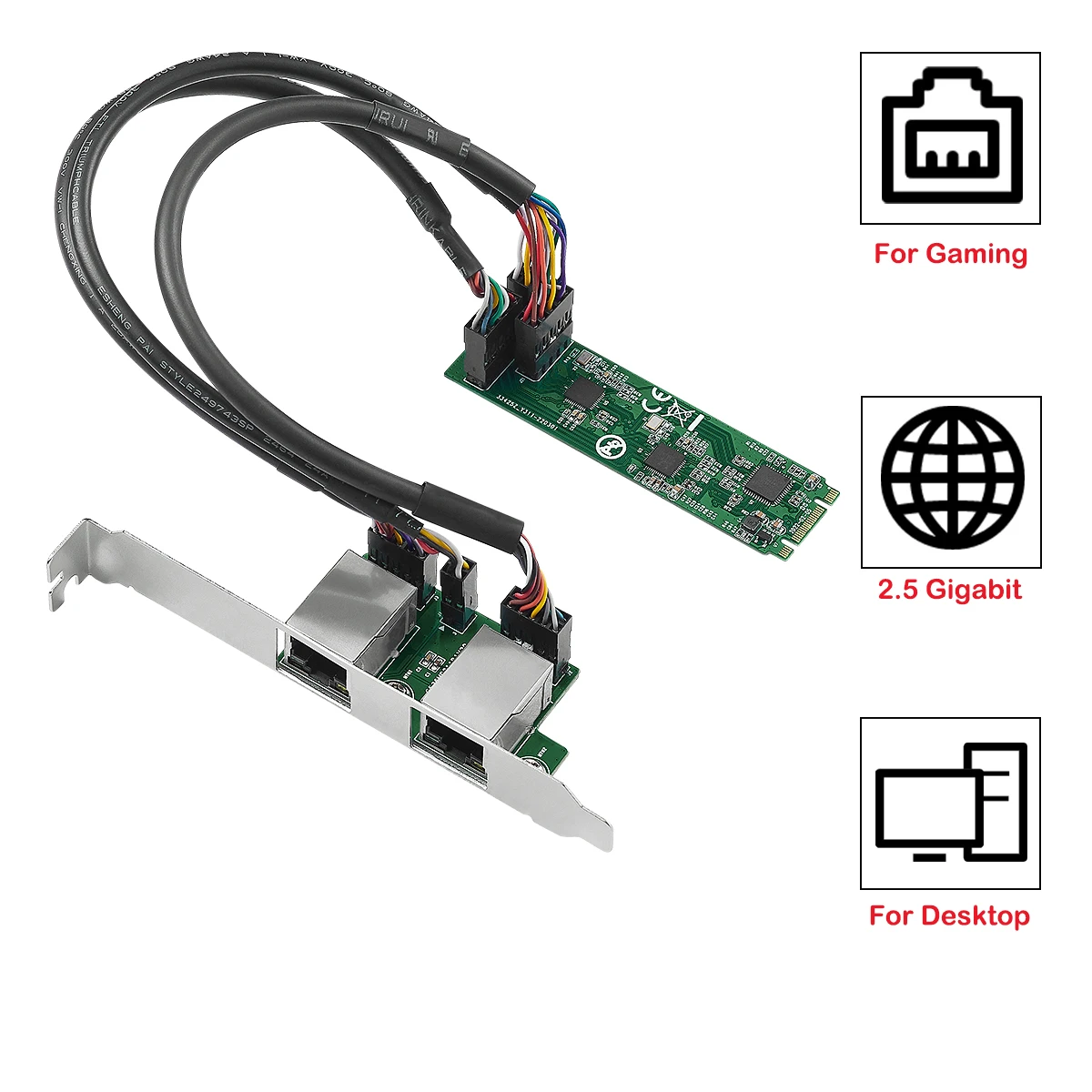 Сетевая карта IOCREST M.2 для двухпортового 2 5G Ethernet NIC 22*80 мм размер B ключ и M 2500 Мбит/с