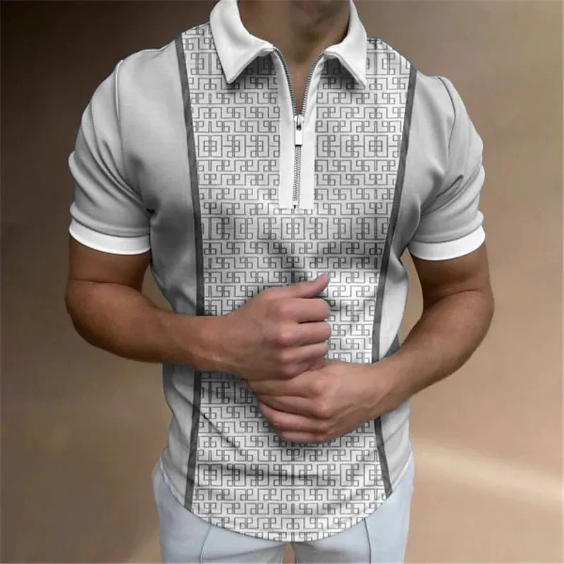 

2022 Summer New Twill Men Polo Shirt Short Sleeve Oversized Loose Zipper Color Matching Clothes Luxury Male Tee Shirts Trip