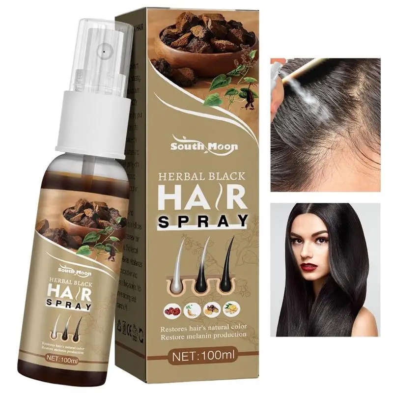 

Спрей для волос от белого до черного цвета, питательный восстанавливающий натуральный травяной спрей для волос, спрей для черных волос для ...