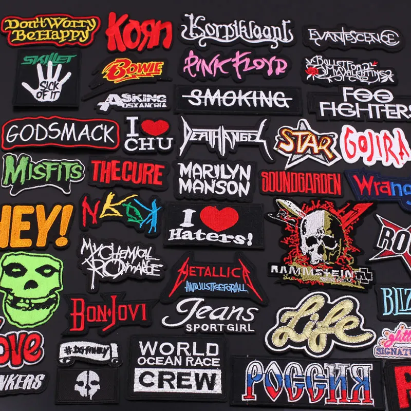 Metal Band Patches on Clothes Iron on Letters Embrodered Patches for Clothing Stickers Hippie Rock Music Band Patch Punk Badges