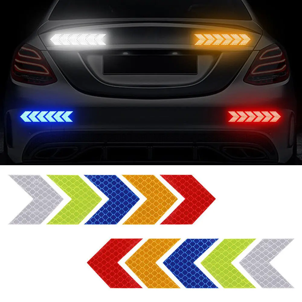 

2pcs Reflective Arrow Trim Car Rear Trunk Bumper Night Warning Decal Sticker
