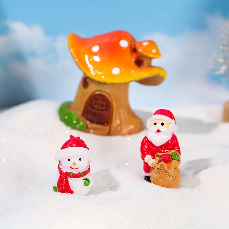 

Christmas Resin Micro Landscape Miniature Ornaments Home Garden Decoration Santa Claus Snowman House Crafts Decor