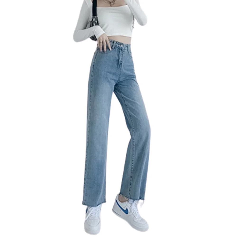 Vintage Y2K Jeans Loose High Waist Straight Leg Wide Leg Pants Female Summer Gothic Pant Blue Jeans