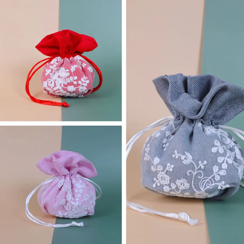 

5/10pcs Candy Chocolate Linen Dragee Gift Bag Handle Box Valentines Day Birthday Wedding Baby Shower Gift Packaging Decoration