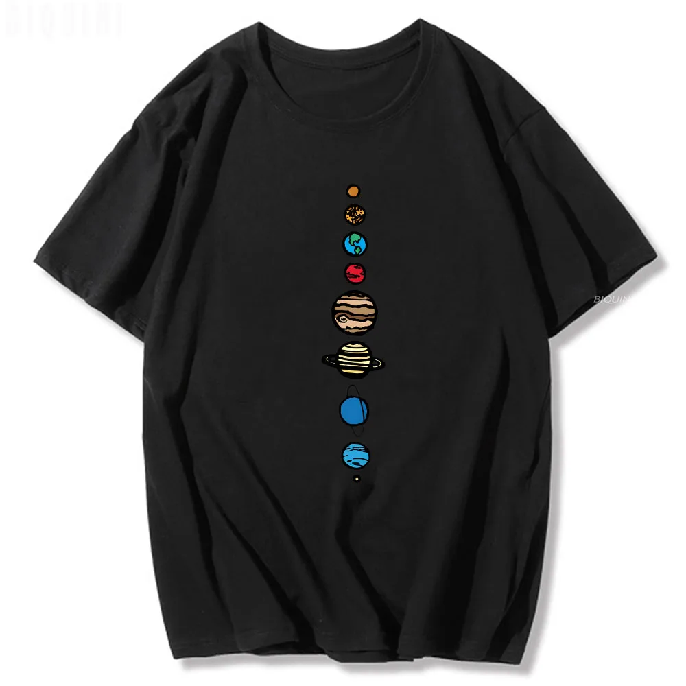

The Eight Planets of The Solar System T Shirts for Women Fashion Tshirt Summe Cotton Custom Black O-neck Casual Print Tshirts