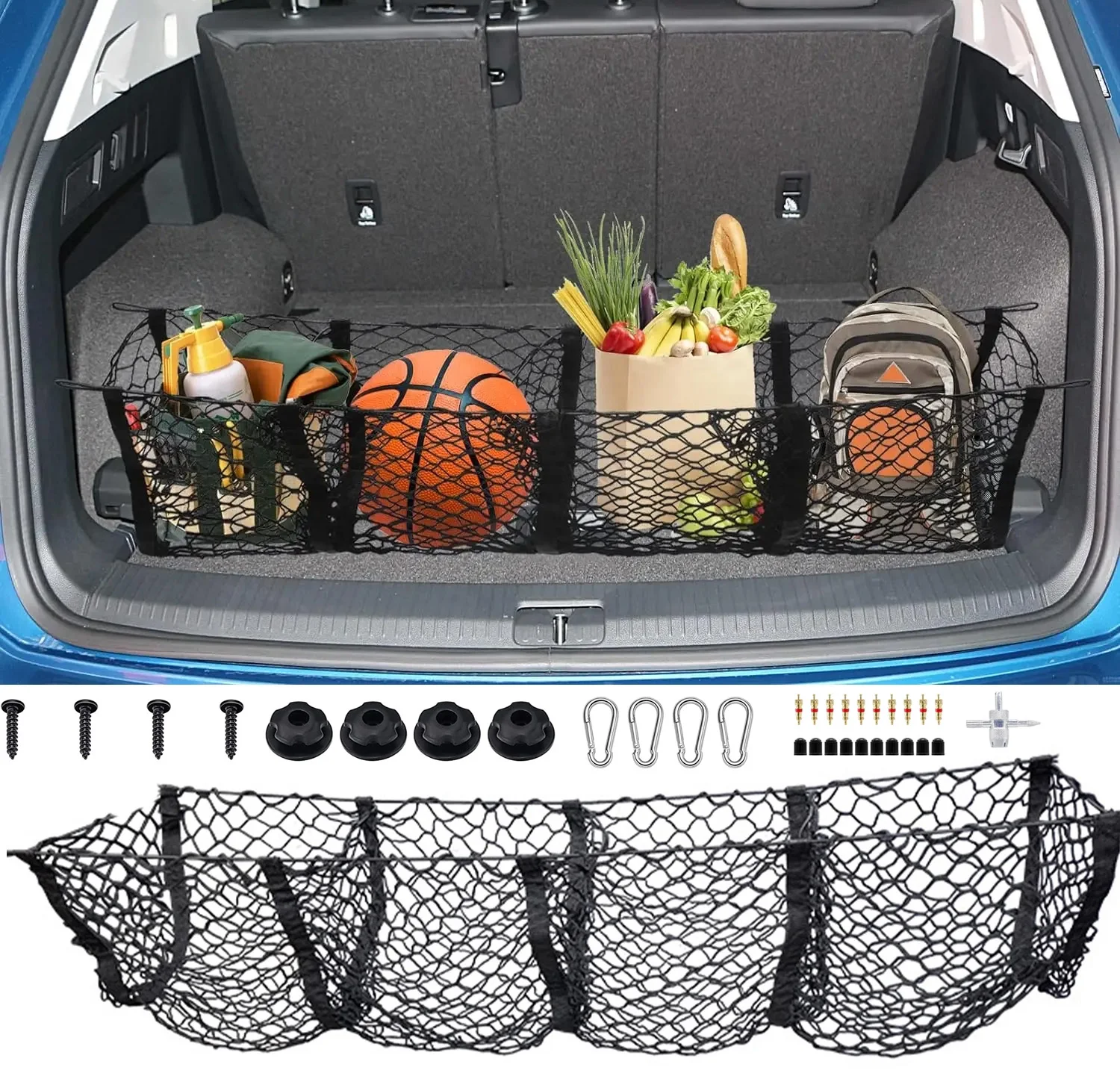 4 карманных карго-сетки для Toyota Fortuner AN50 AN60 AN150 AN160 Hilux SW4 04-24 эластичные крючки