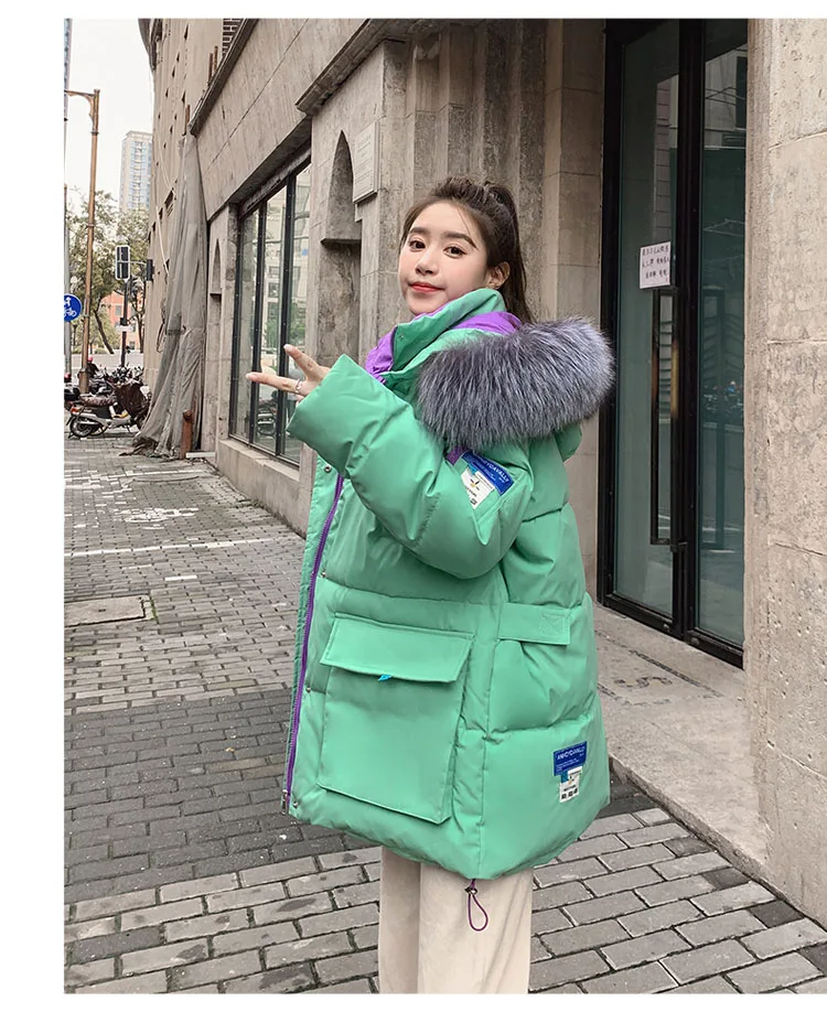 Young Ladies Girls Winter Coat Duck Down Parkas with Real Natural Fur Hood Woman Thick Warm Jacket Cloth for Female Oversize