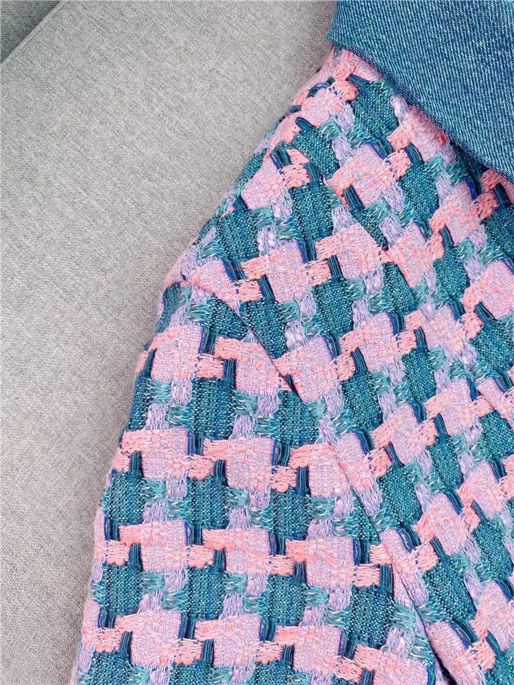 

Женское короткое джинсовое платье, джинсовое платье контрастных цветов с имитацией двух слоев, весна-лето 2023