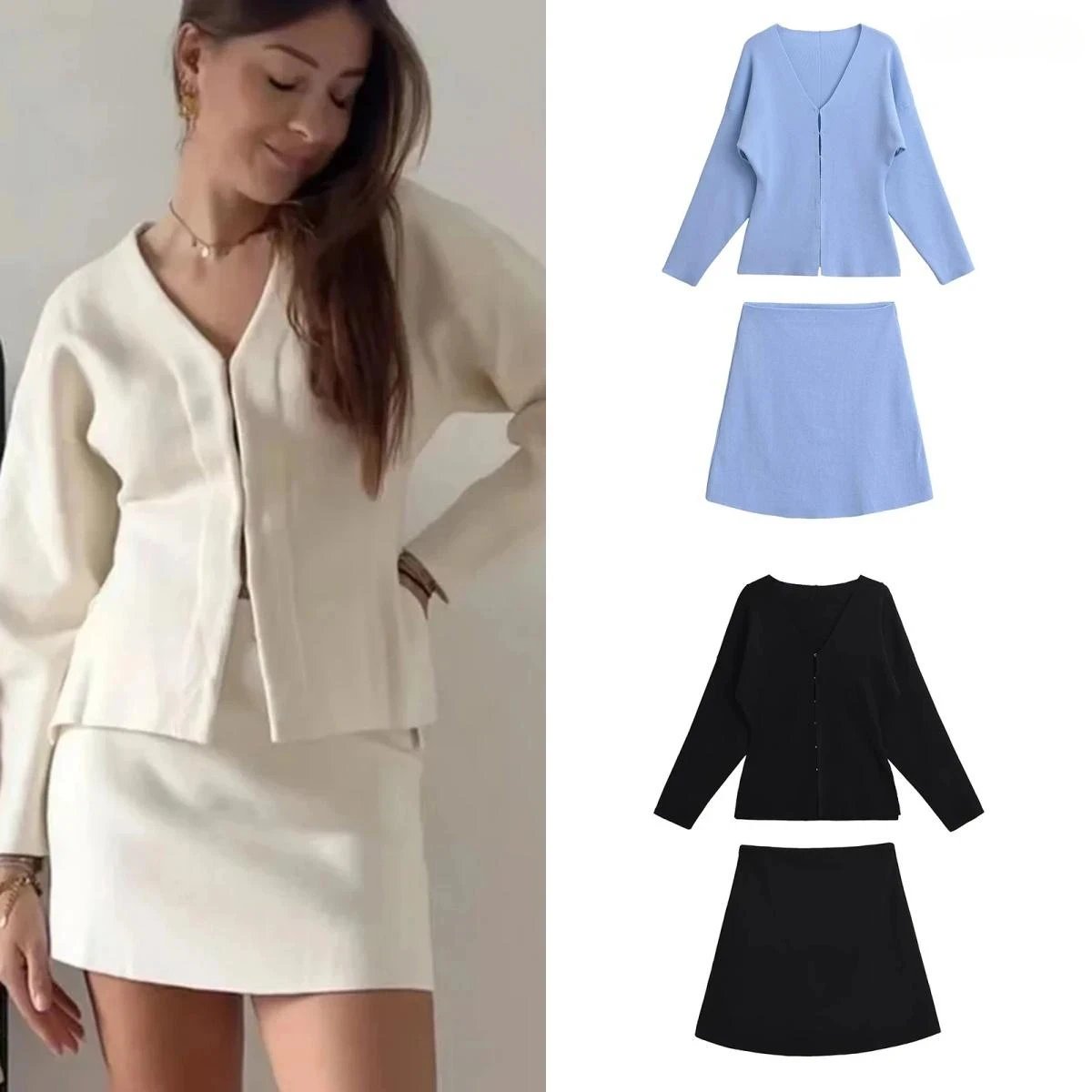 2024 Женская мода комплект из 2 предметов однотонная однобортная куртка и