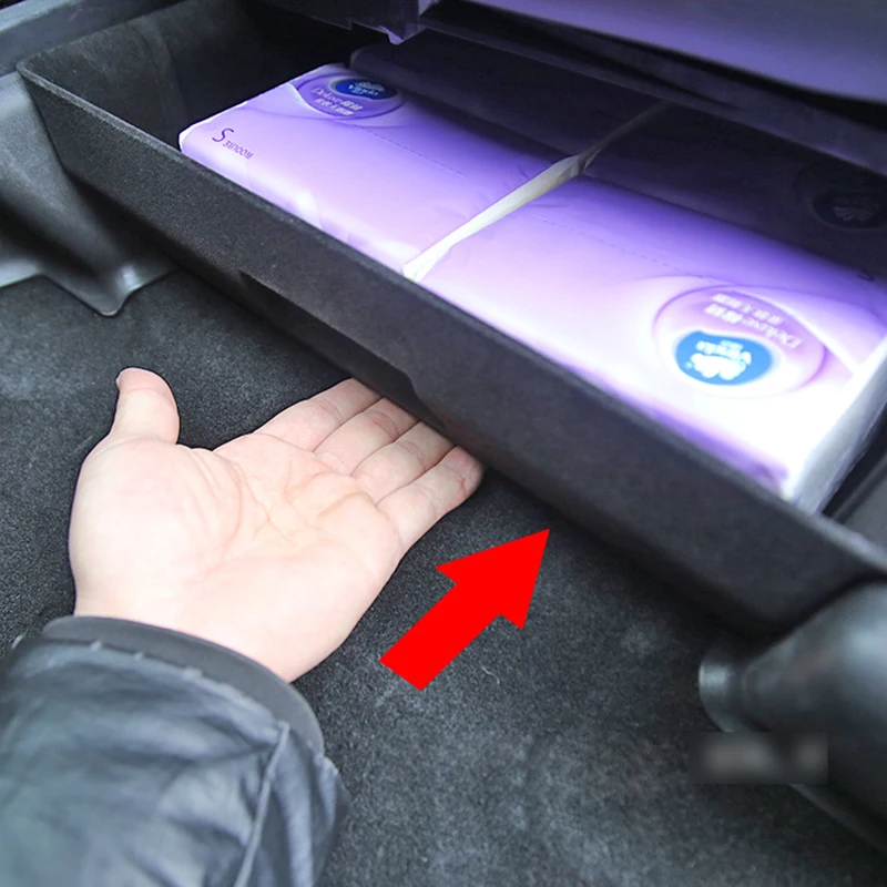 

Car Underseat Storage Organizer Case Black Storage Drawer Box Suitable Car Auto Interior Accessories For Tesla Model Y 2021 2022