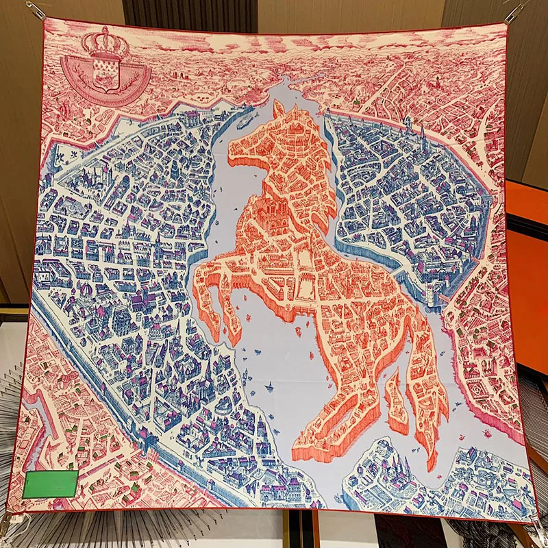 

Double-sided Printing Silk Scarves 90cm H Scarfs Luxury Brand Designer 100% Silk Twill Fashion Ladies Shawl Hijab Lady Pareo