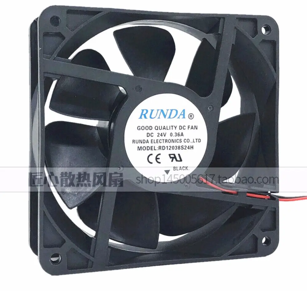 Новый вентилятор охлаждения RUNDA RD12038S24H DC 24V 0.36A 2 провода 120*120*38 мм