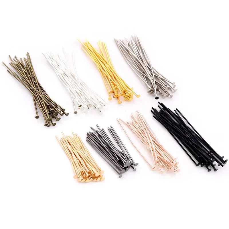 16 20 25 30 35 40 45 50mm Flat Head Pins Gold/Silver color/Rhodium Headpins For Jewelry Findings Making DIY Supplies