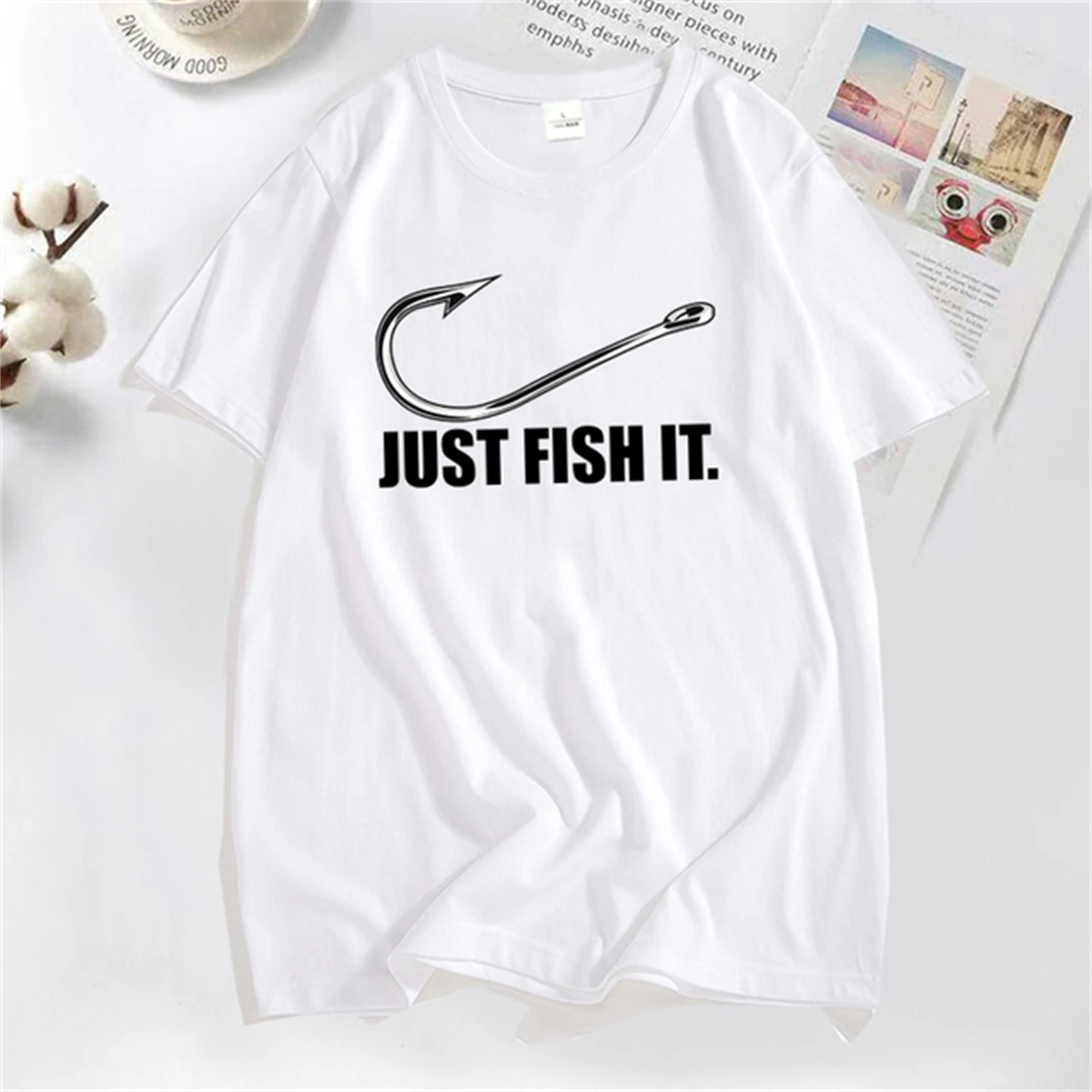 

Just Fishing It Cotton T-shirts Male Funny Casual T Shirts Men Slim T Shirt Men's Clothing Oversized T-shirt Male Clothes Tops