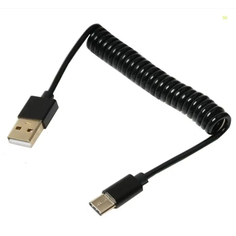 Кабель USB 3.1 Type-C папа к 2.0 пружинное телескопическое автомобильное зарядное
