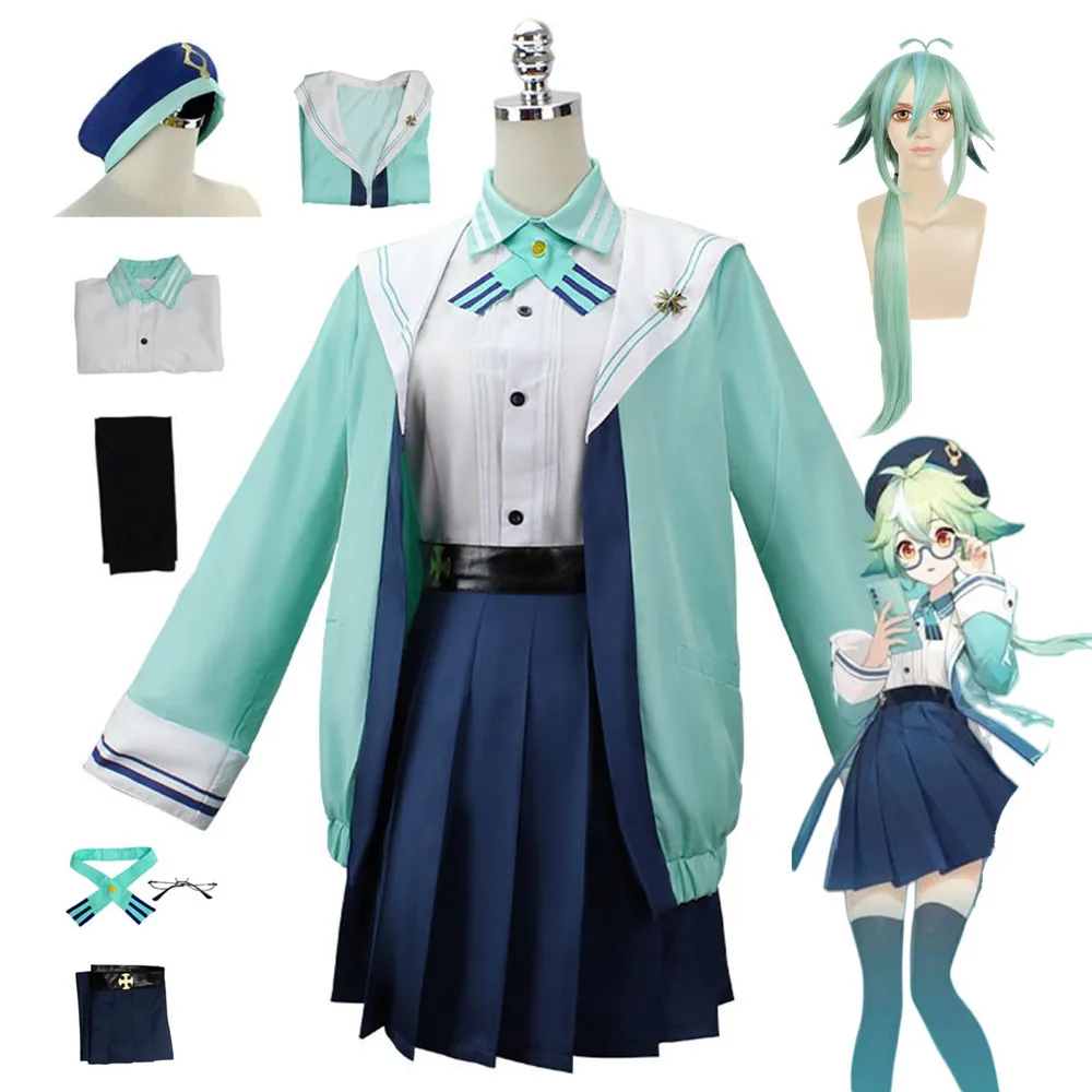 

Anime Genshin Impact Sucrose Cosplay Costume Women JK Uniforms Clothes