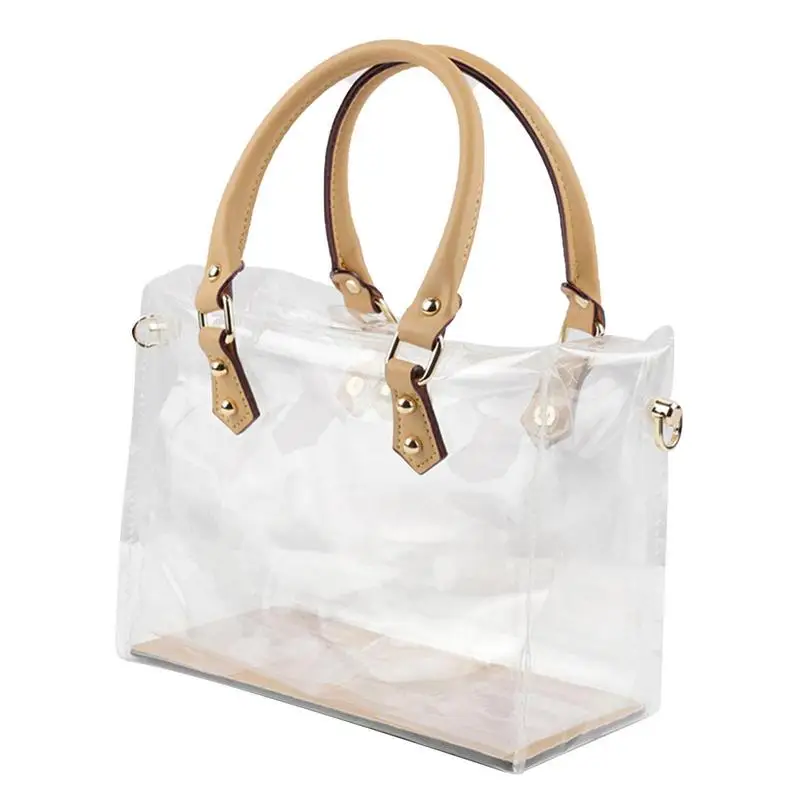 

Clear Tote Bag Cosmetic Makeup Bag Waterproof PVC Transparent Tote Stadium Beach Bag Festivals Gym School Outdoor