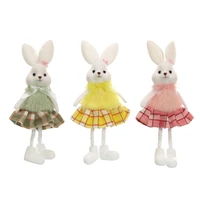 3pcs easter bunny ornaments standing plush rabbit doll bunnies dolls spring decor easter party home decoration holiday gift for