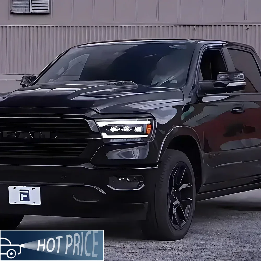 Фото Для Dodge RAM 1500 2019-2023 автомобильные передние фонари, обновленный динамический DRL 3, линза проектора, аксессуары, светодиодные автомобильные фары в сборе №1
