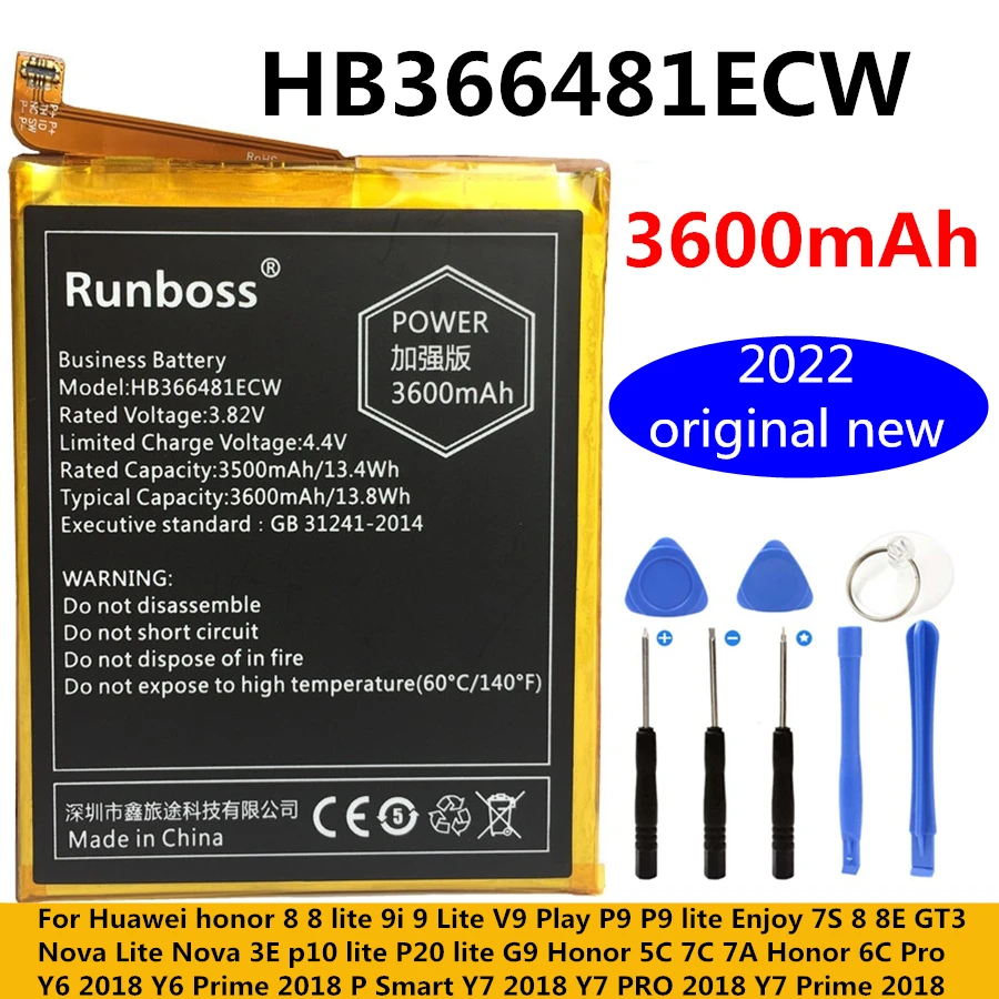 

New 3600mAh HB366481ECW for Huawei P Smart 5.6" FIG-LX1 FIG-LA1 FIG-LX2 FIG-LX3 Honor 8 5C 6C Pro 7C 7A 9i 9 G9 P9 Lite Battery