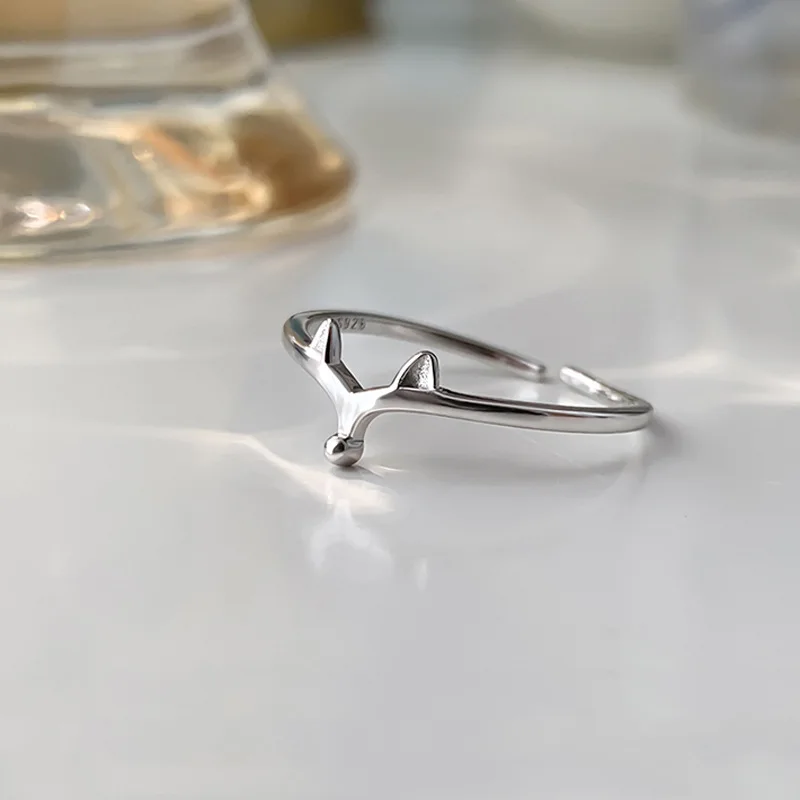 

Модное кольцо BASDOLL из стерлингового серебра с маленькой лисой, Открытое кольцо для креативной личности с животным, ювелирные изделия, подар...