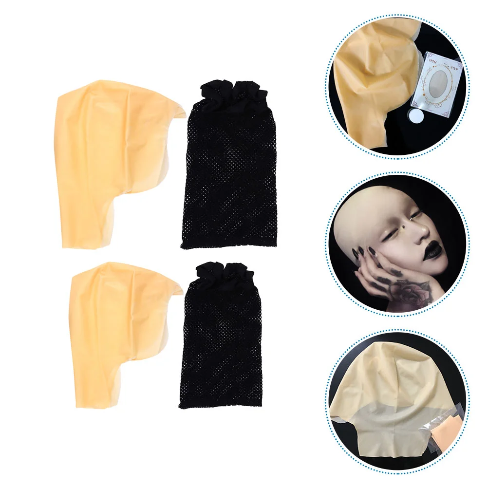

2 Sets Latex Bald Caps Fake Monk Nun Bald Covers Realistic Movie Bald Caps