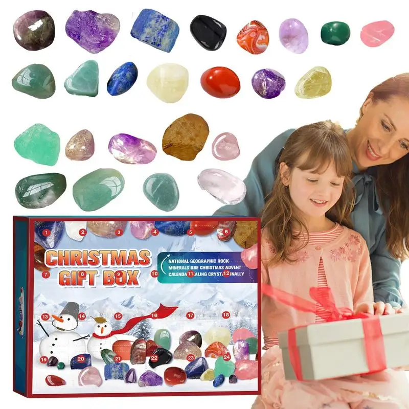 

Christmas Advent Calendar Rocks 24pcs Crystals Christmas Calendar Decor A Complete Rock Collection Christmas Countdown Calendar