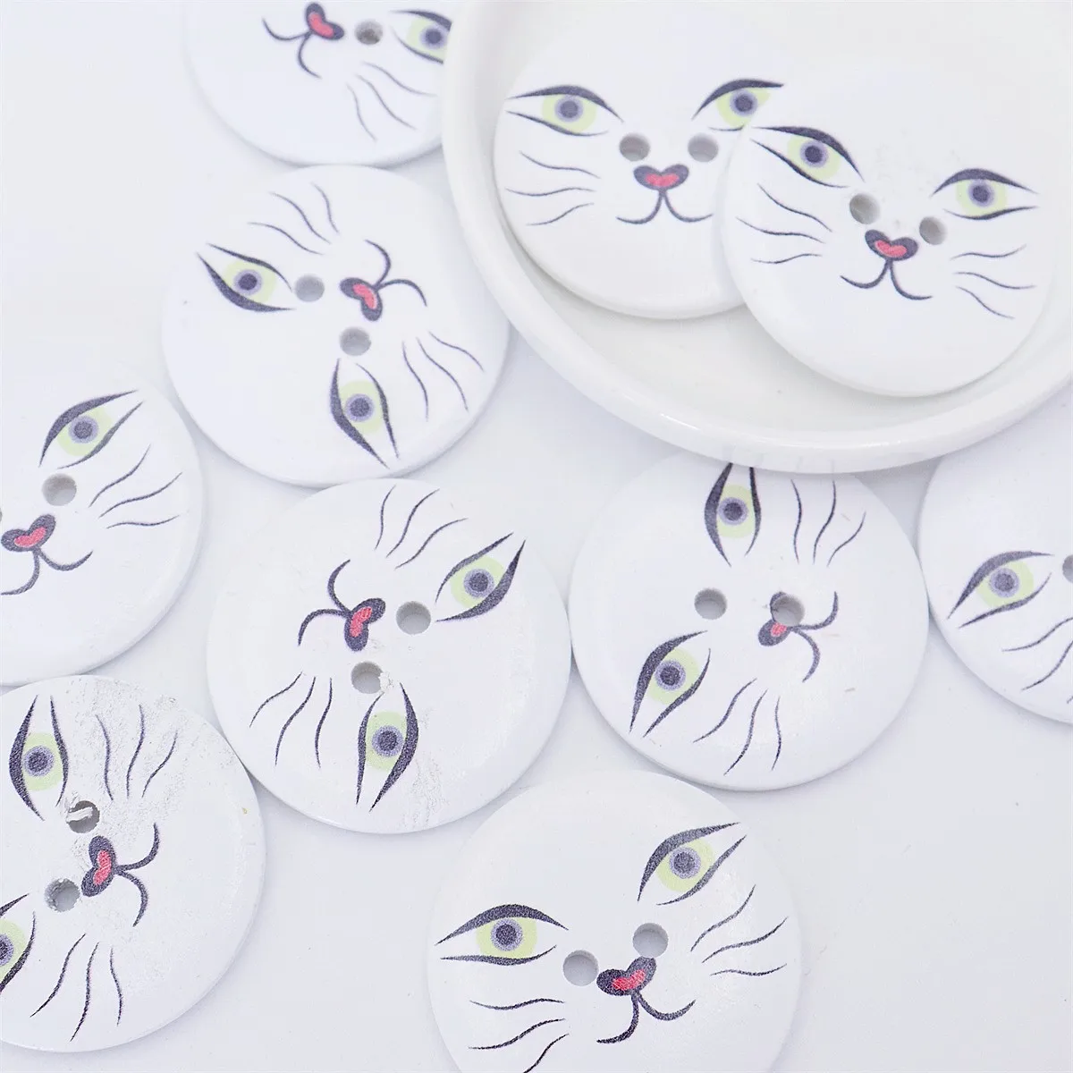 10 шт. большие милые деревянные пуговицы с 2 отверстиями 40 мм