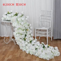 2m simulation rose floor wedding background decoration garland flower arrangement table runner ratti event birthday long flower