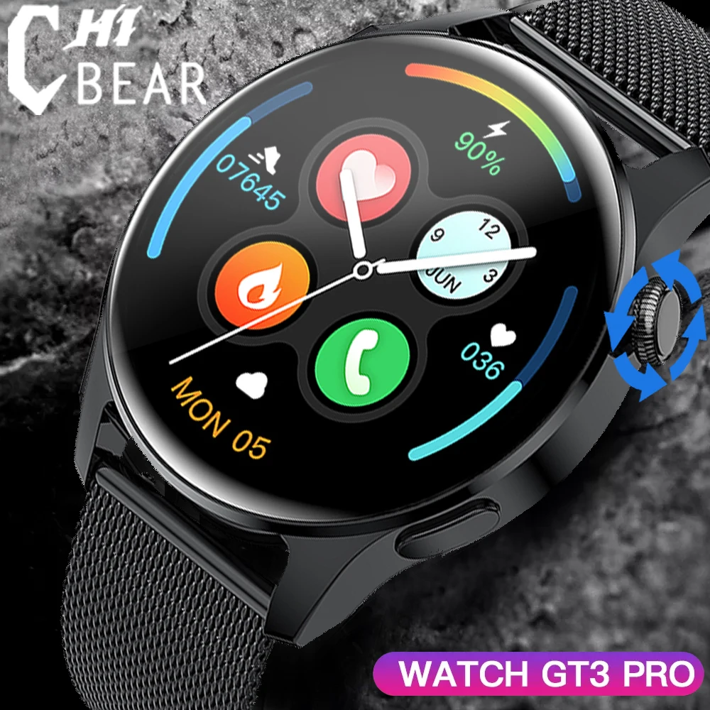

Новинка 2022 г., мужские Смарт-часы GT3 с круглым сенсорным экраном, Bluetooth-вызовом, спортивный фитнес-трекер, водонепроницаемые Смарт-часы для Android и iOS