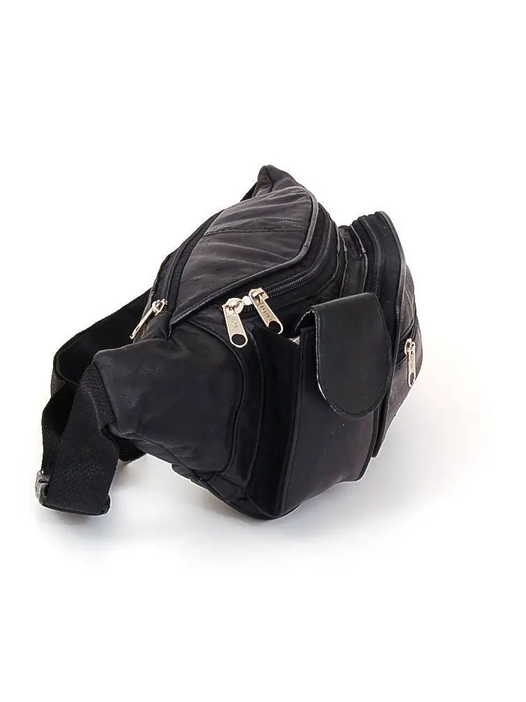 Leather Fanny Pack Waist Bag Folding Water & Phone Pockets Adj up to 52