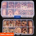 Набор медных шайб 200 шт., уплотнительные гайки и болты в ассортименте с коробкой  M8M10M12M14 для пробки отстойника