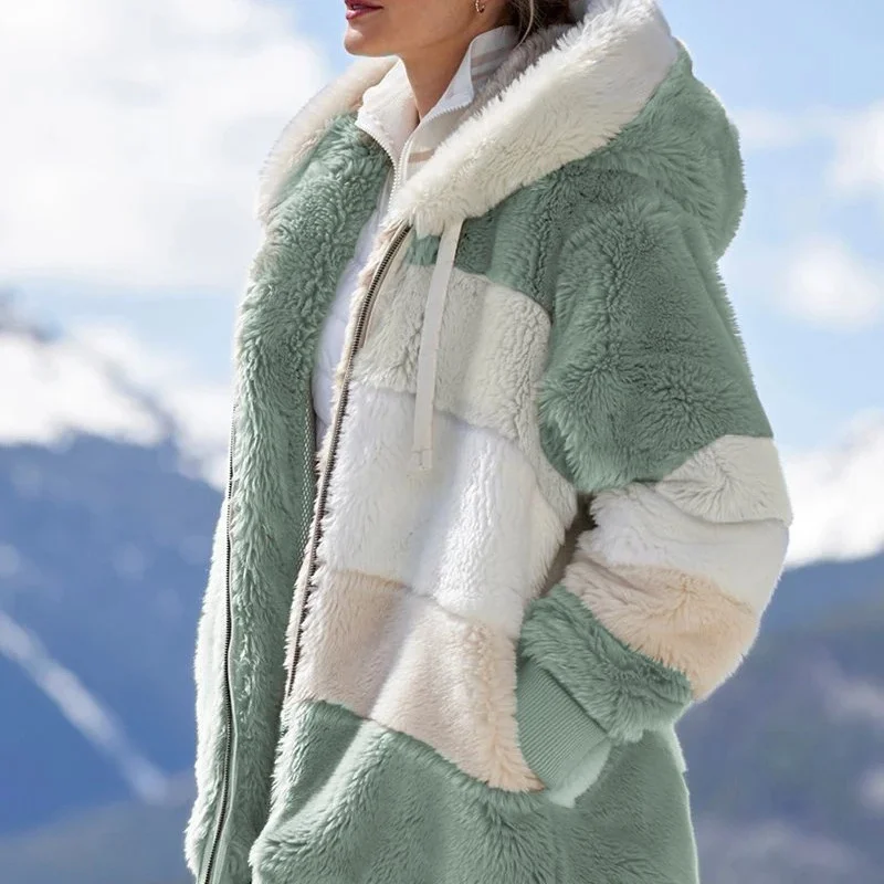 2021 New Autumn and Winter Clothing Casual Loose Hooded Women's Fashion Long-sleeved Loose Plush Multicolor Hooded Jacket Women