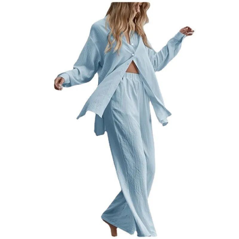 2025 женская рубашка с длинным рукавом и эластичные брюки модный офисный комплект