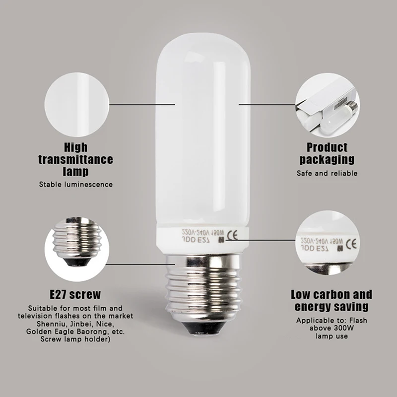 Моделирующая Лампа E27 150 Вт 250 Студийная Вспышка Совместимая С DE300 DE400 SK300 SK400 QS600 QT600