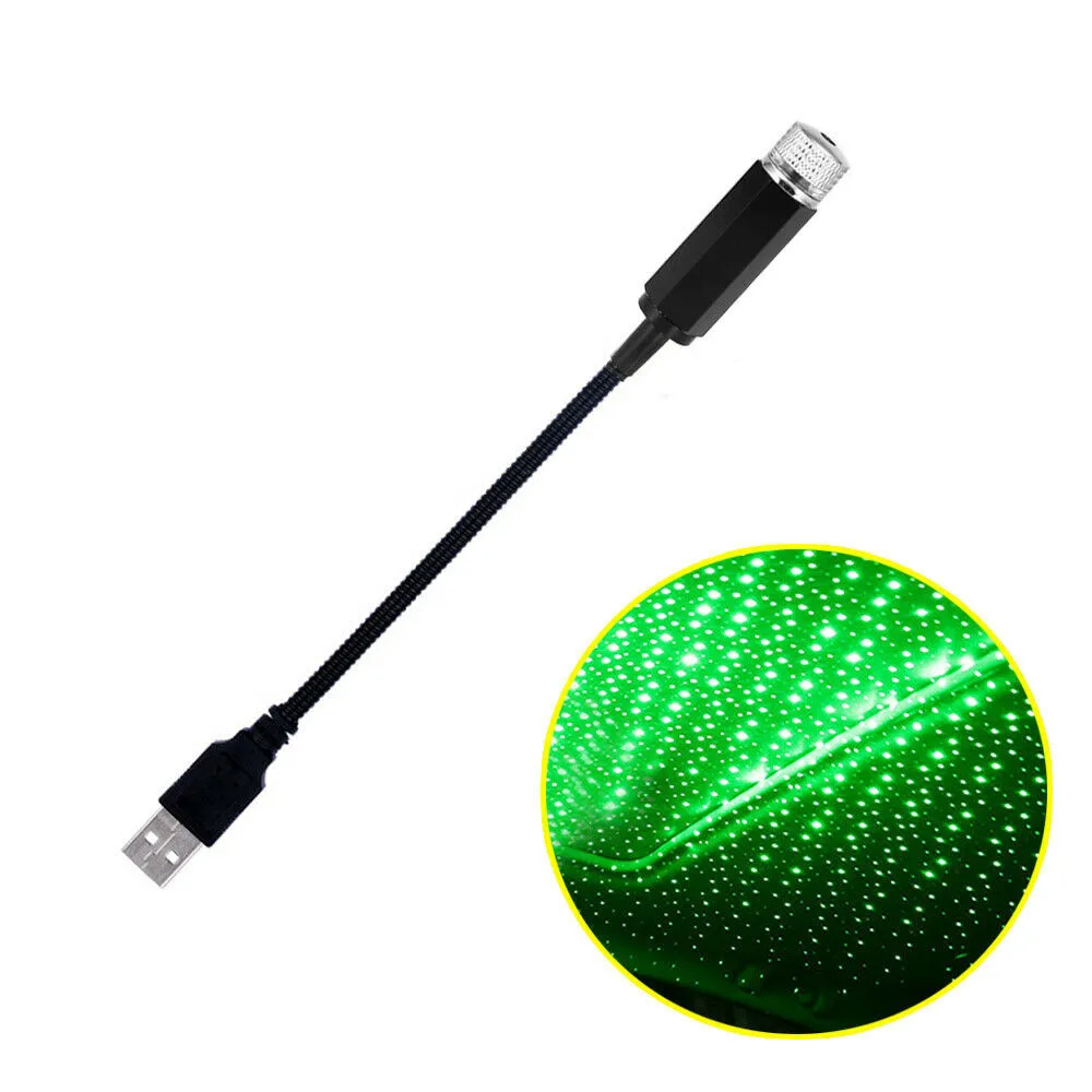 

1pc USB Car LED Roof Star Night Light Projector Interior Atmosphere Lamp Green Usb Car Dome Light Modified Atmosphere Light