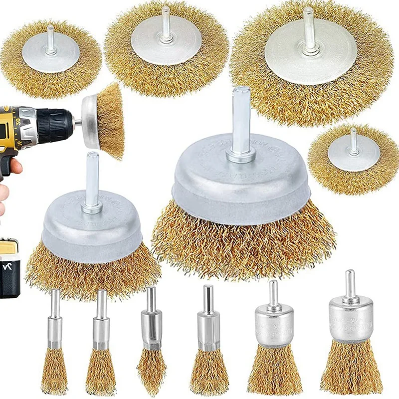 

Wire Brush Wheel Cup Brush Set,12 Pack Coarse Crimped 1/4 Inch Shank Wire Wheel For Drill Attachment
