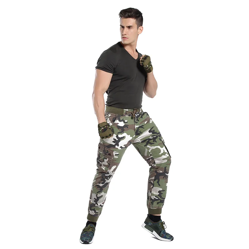 Men's Camo Cargo Pants Straight Casual Pants Multi Pocket Military Pants Washed Pants Street Wear Pants Men Clothing