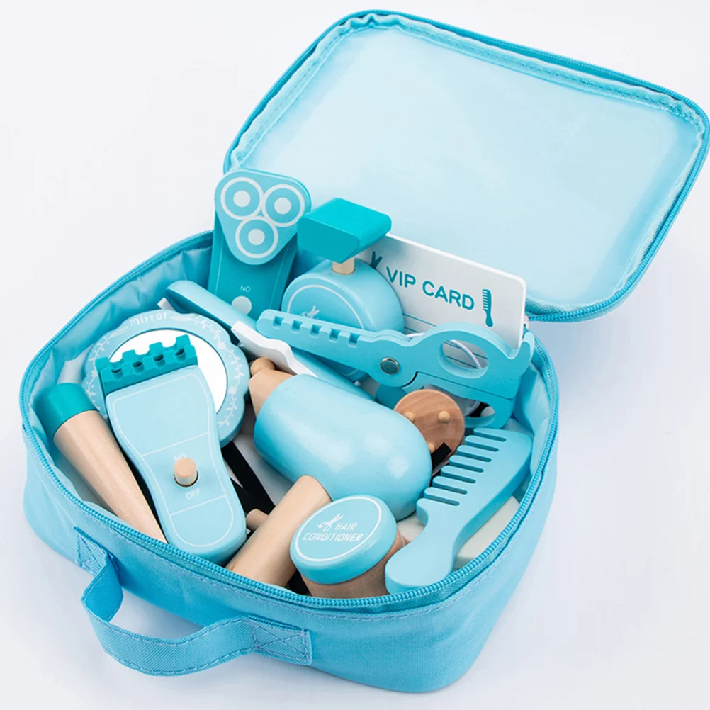 

Hairdressing Tool Children Barber Playset Pretend Stylist Kit Wooden Toys For Kids