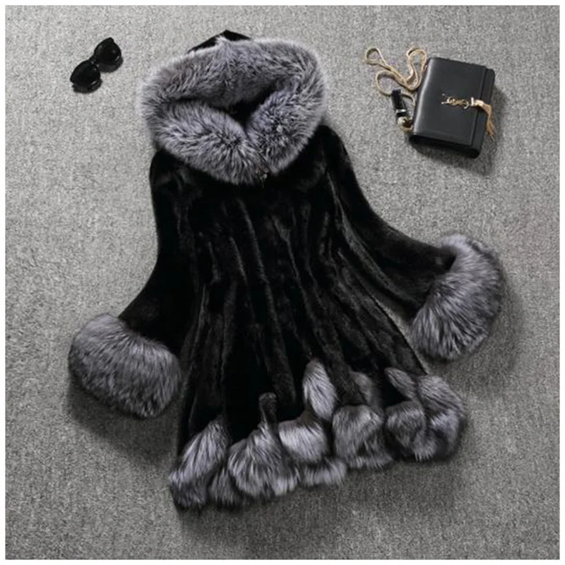 Faux Fur Coat Mid-Length Section Imitation Mink Velvet Fox Fur Women's Coat Autumn Winter New Warm Plush Women Fur Jacket