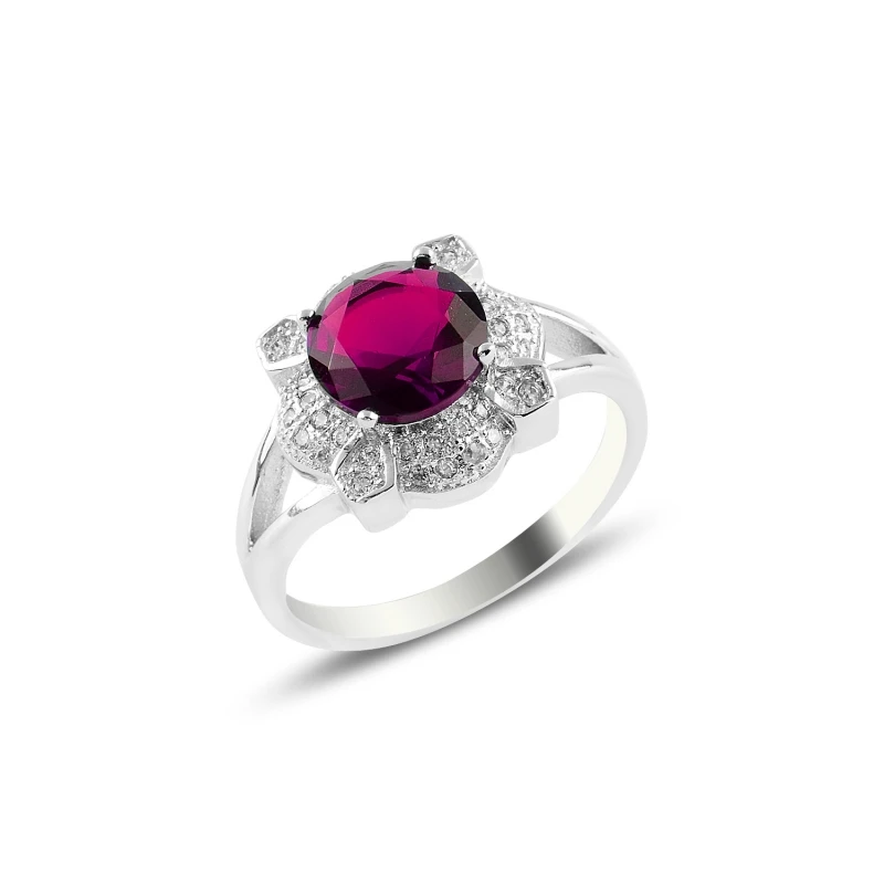 

Silver 925 Sterling Ruby Zircon Engagement Ring