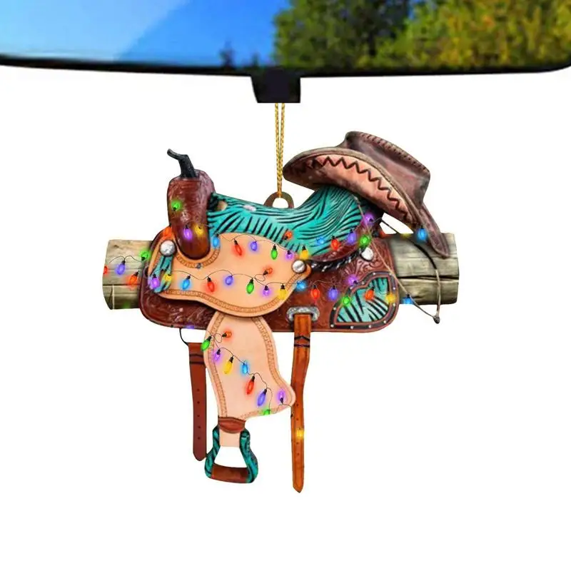 

Saddle Acrylic Keychain 2D Acrylic Saddle Decor Hang Pendant For Rear View Mirror Reusable Car Rearview Mirror Pendant Crafts