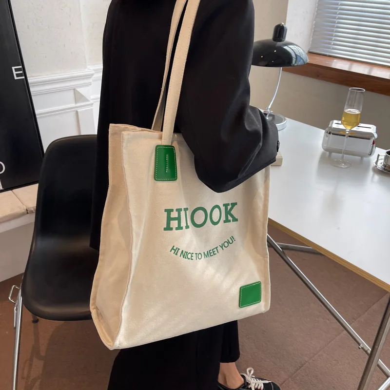 

Женская Холщовая Сумка через плечо, Повседневная Простая Сумка-тоут, модная женская сумка для покупок