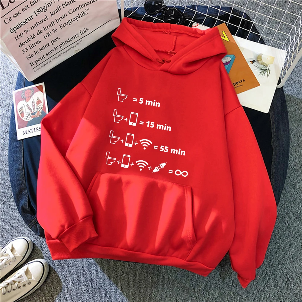 Toilet phone sign Prints man Hoodies Comfortable Fleece Warm Pocket Sweatshirts Casual Loose Pullovers men Female Sportswear
