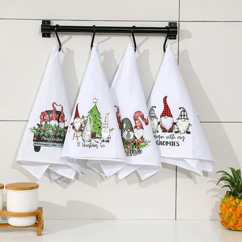 

Christmas Hand Towel Cute Gnome Pattern Xmas Element Decor Practical for Home Kindergarten School Portable B03E