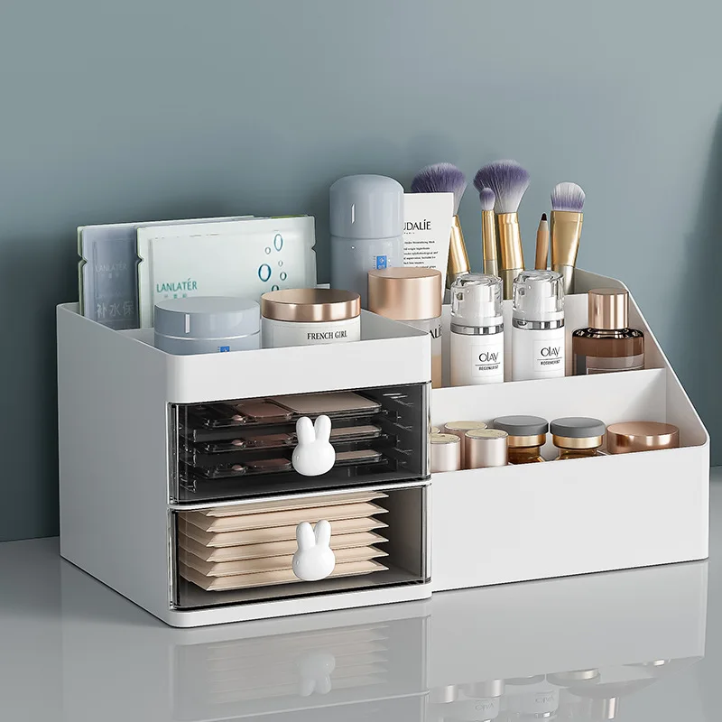 

Drawer Style Cosmetic Storage Box Cartoon Plastic Jewelry Lipstick Minimalist Organizing Box Desktop Student Stationery Box